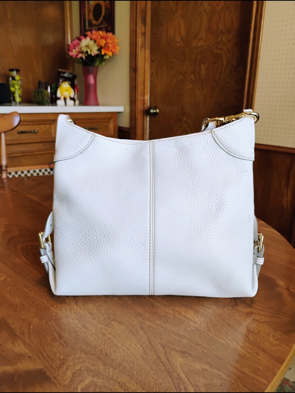Dooney & Bourke White Pebble Grain Leather "Hobo Corner Buckle" Shoulder Bag - Picture 2 of 13